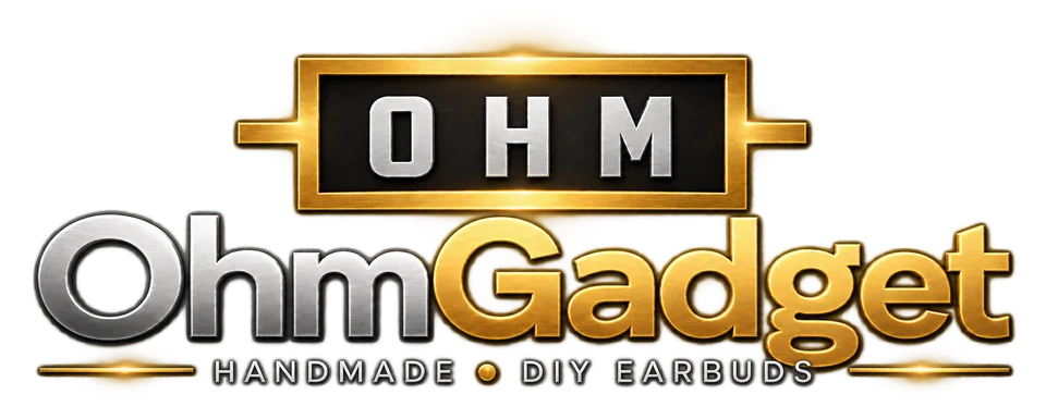 โลโก้ OhmGadget Handmade DIY Earbuds สีเงินและทอง